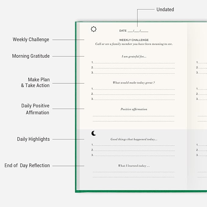 The Gratitude Journal: Inspire Thankfulness, Mindfulness, Positivity, Happiness,Upgraded with Pen Holder, Inner Pocket & Elastic Closure Band (Earth Green)