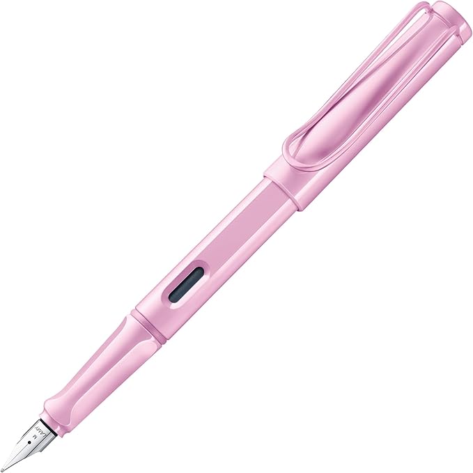 LAMY safari lightrose - Fountain Pen with ergonomic grip & polished steel nib in size B - ideal for any Writing & Calligraphy - including LAMY T 10 blue cartridge - Right-Handed