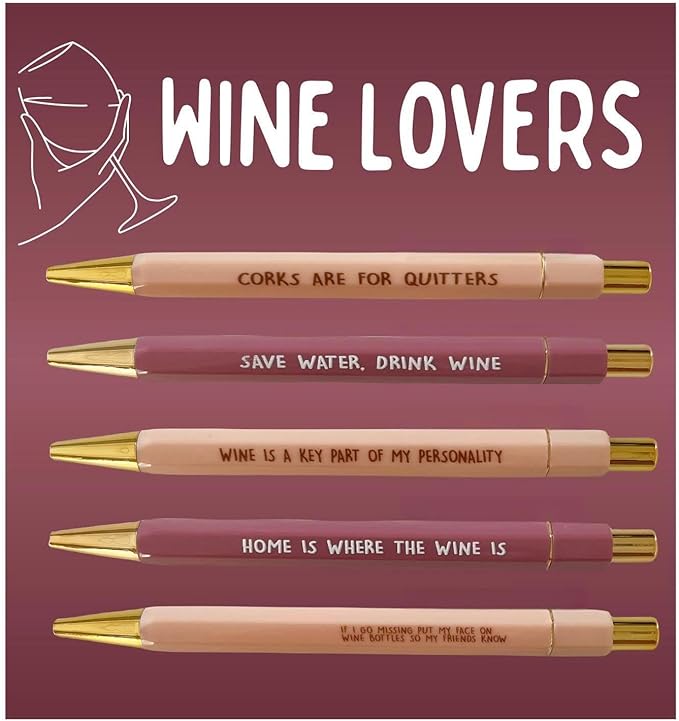 Jxueych Funny Pens, 5-Count, Black Ink, Medium Nib 1.0mm, Office Gifts for Coworkers, Personalized Pens with Vibrant Funny Quotes and Swear Word Daily Pen Set