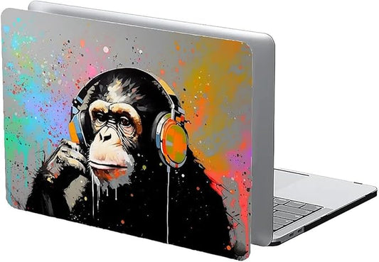 Compatible with 15 Inch MacBook Air A2941 M2 2023, Music Monkey with Headphone Hard Plastic Shell Cover Case