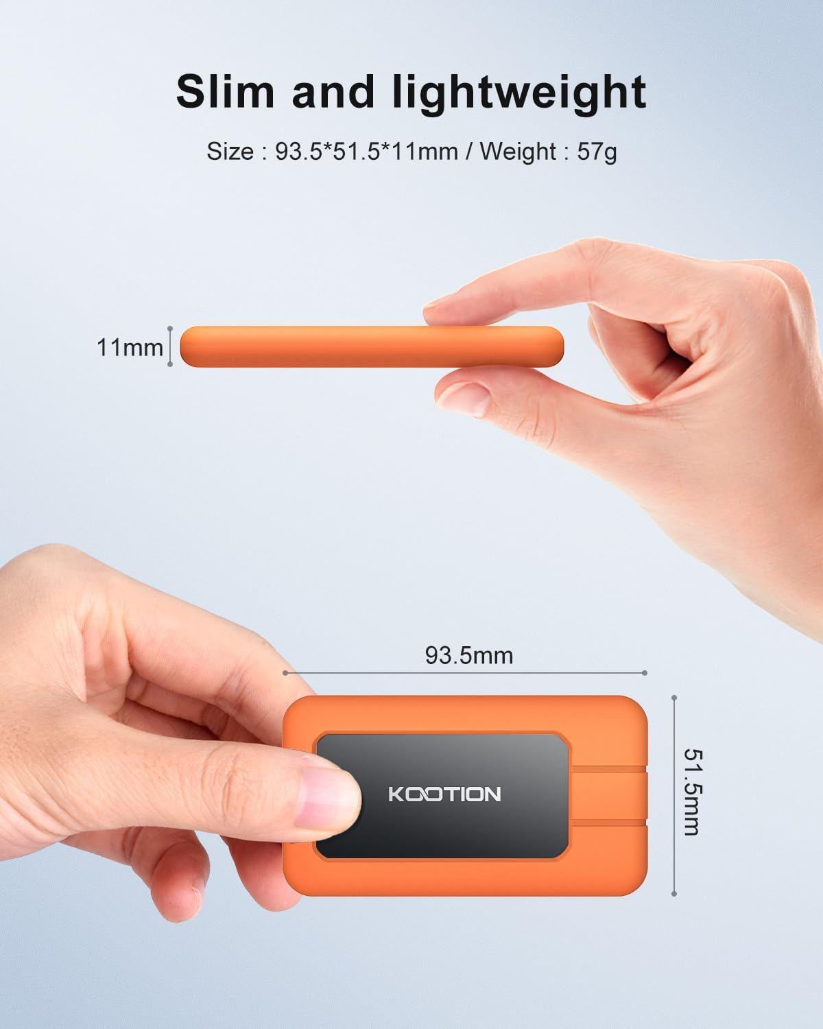 KOOTION 2TB Portable SSD USB-C Up to 2000MB/s USB 3.2 External SSD Portable Solid State Drive with Protective Case Shockproof Waterproof Type-C External Solid State Drive for PC/Mac