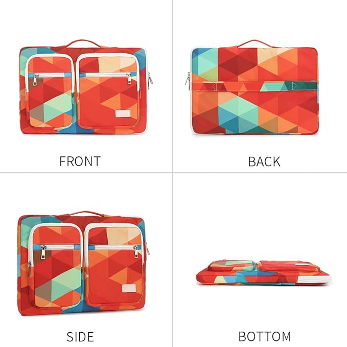 canvaslife 360° Protective Laptop Sleeve Case Bag with 3 Pockets for 14 inch Dell HP Lenovo Laptop and MacBook Pro 14 inch,Surface Laptop 14.4 inch (Rainbow peacock)