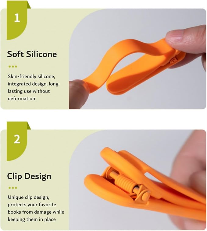 6pcs Silicone Automatic Bookmarks, Book Marks Gifts for Reading Women, Men, Kids, Book Lovers, Readers, Unique Cute Book Accessories, Stay in Place and Follow as You Read"