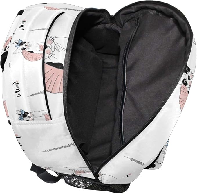 French Bulldog Paris Backpack School Bag Travel Daypack Rucksack for Students Boys Girls, Laptop Backpack