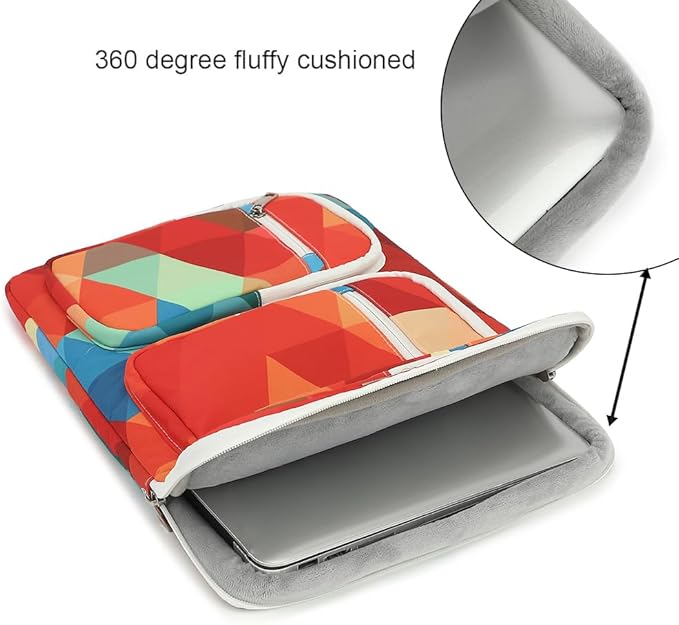 canvaslife 360° Protective Laptop Sleeve Case Bag Cover with Handle For iPad 12.9 inch,MacBook Pro Air 13" and 12.5 inch-13.3 inch Laptop (Rainbow peacock)