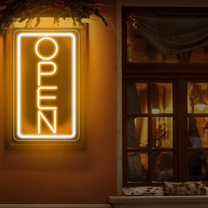 Open Signs for Business Ultra Bright 16 Inch Plug In Electric Light Up Open Sign with ON/OFF Switch for Business Storefront Window Glass Door Shop Store Florists Bar Salon Cafes Pub
