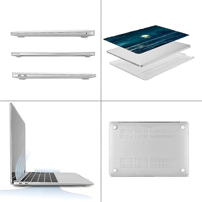 Compatible with 13.3 Inch MacBook Retina A1425/A1502, Night Sea Beach Moon Ocean Landscape Hard Plastic Shell Cover Case