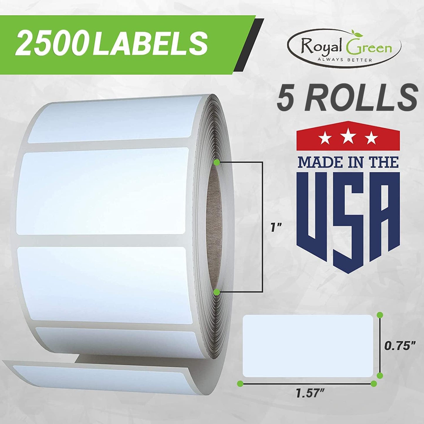 Small Color Coding Sticker Roll 1.57" x 0.75", 5 Rolls- 2500-Pack, Rectangular Organizing Labels 40mmx19mm (Neon Yellow) by Royal Green
