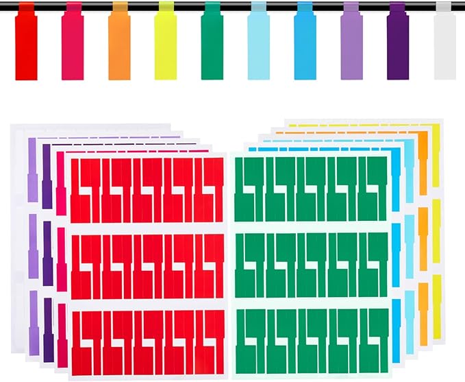 300 Pcs Cable Labels, JIQEZNL Premium 10 Colors Wire Labels Electrical, Waterproof Cord Labels Electronics Tags for Cable Management, Self-Adhesive Cable Labels Tags for Laser Printer and Handwriting