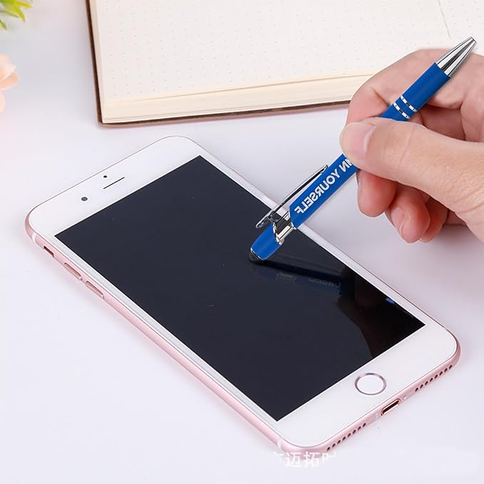 Up to 480 Pcs Personalized Pens in Bulk, Custom Metallic Printed Name Pens with Black Ink, Customized Pens Bulk with Stylus-Great Gift Ideas(Silver 12 Colors)