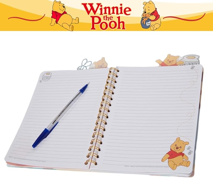 Innovative Designs Winnie the Pooh Tab Journal Notebook, Spiral Bound, 96 Lined Pages, 8 x 7 inches
