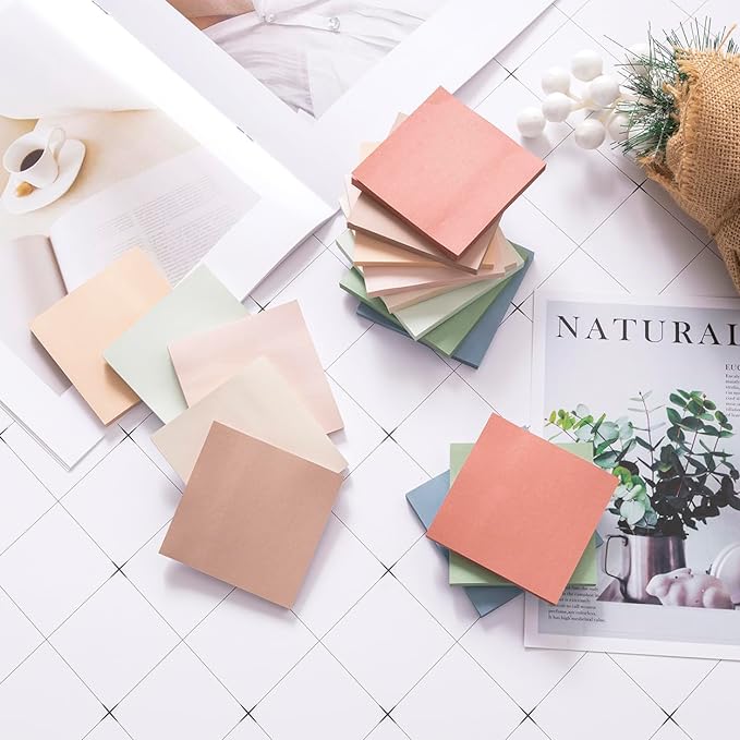 (16 Pack) Sticky Notes 3x3, Vintage Colors, Sticky Pads, Recyclable, Self-Stick Pads, Easy to Post for Home, Office, Notebook