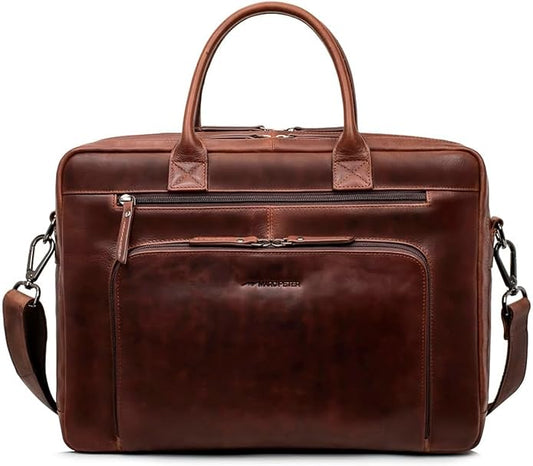 Marc Peter Hamilton Real Leather Business Bag for Men and Women | 15.6 inch Laptop Bag | Shoulder Bag for Men