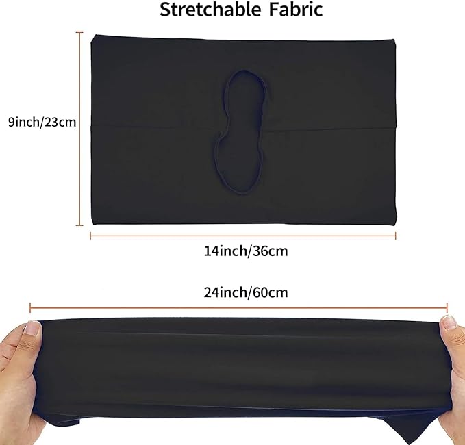 2 Pack Stretchable Book Sleeve Covers, for Paperbacks Hardcover Textbooks up to 9" x 12", Office Supplies with Free Sticker Labels (2 Pack, Black)