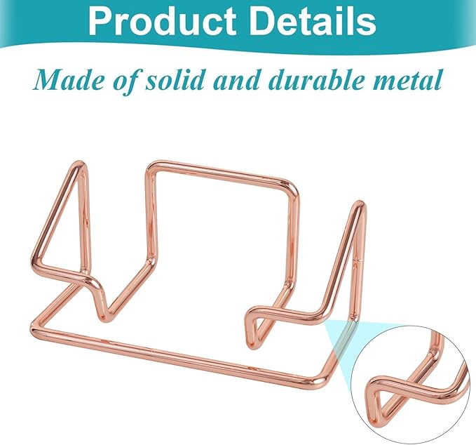 Business Card Holder for Desk, Metal Business Card Holder Display Stand, Desktop Business Card Organizer for Women, 2 Pack, Rose Gold