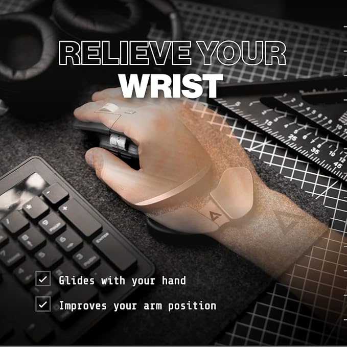 DELTAHUB Carpio 2.0 - Right-Handed Truly Ergonomic Wrist Rest for Mouse, Carpal Tunnel Support, Pain Relief, Anti-Fatigue, Easy Glide, Sleek, Office Computer, Laptop, Gaming - Large, White