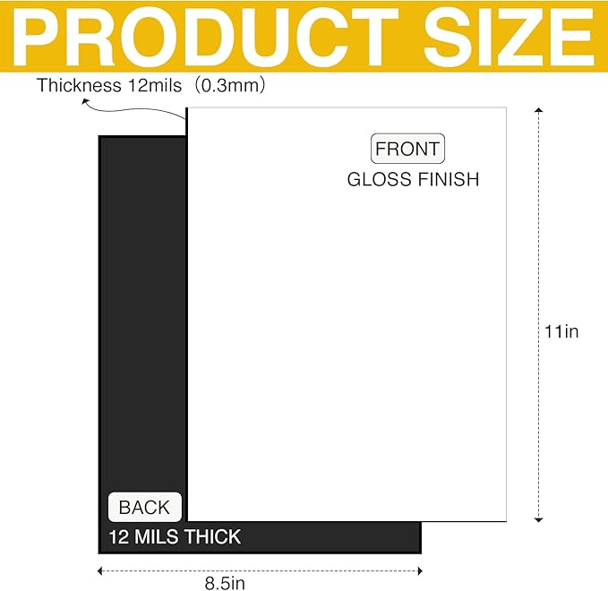 Printable Magnetic Sheets - 30 Glossy White Sheets - Make fridge magnets, Personality Labels, Crafts - 8.5" x 11"