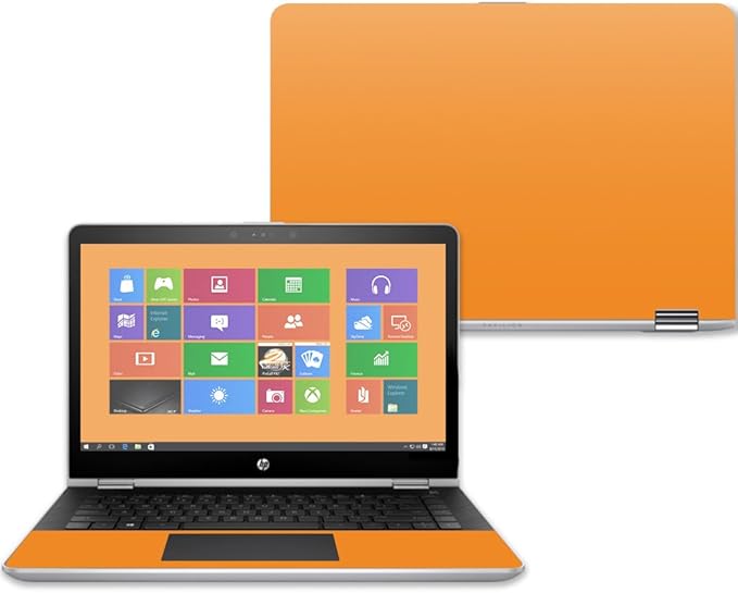 MightySkins Skin Compatible with HP Pavilion x360 15" (2017) - Solid Orange | Protective, Durable, and Unique Vinyl Decal wrap Cover | Easy to Apply, Remove, and Change Styles | Made in The USA