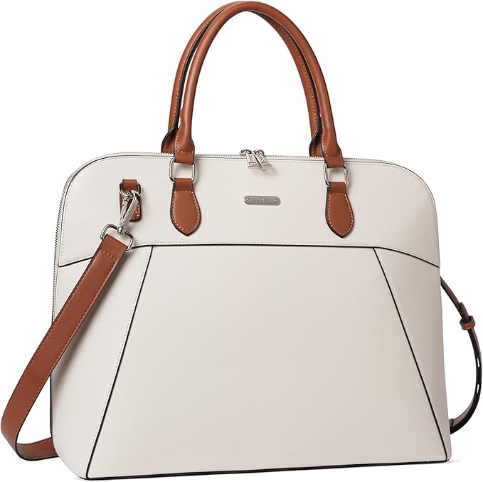 CLUCI Leather Briefcase for Women 15.6 Inch Laptop Business Vintage Slim Ladies Shoulder Bag