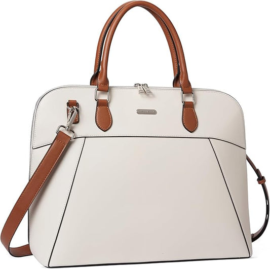 CLUCI Leather Briefcase for Women 15.6 Inch Laptop Business Vintage Slim Ladies Shoulder Bag