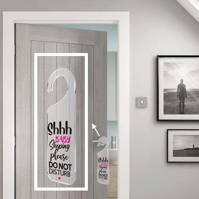 Do Not Disturb Door Sign Engraved Acrylic Hanger Handle Home Decor Acrylic Banner Acrylic Hanging Sign Door Plaque Handmade Office Hanging Sign Baby Sleeping
