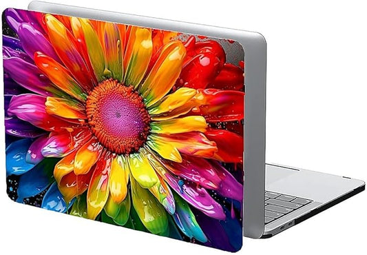 Compatible with 14.2 Inch MacBook Pro A2442/A2779, Colorful Rainbow Sunflowers Hard Plastic Shell Cover Case