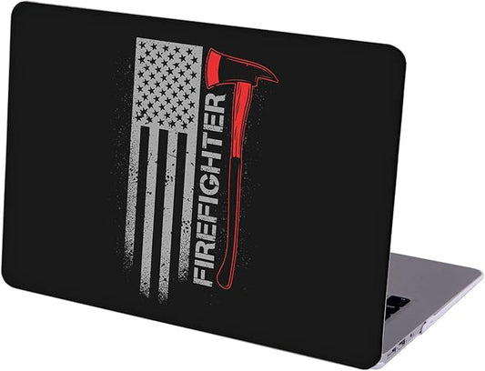 Compatible with MacBook Pro 16-inch Hard Protective Shell Cace and Keyboard Cover (A2485, M1 Pro/Max, 2021 Release) - Firefighter and USA Flag of Star and Stripe