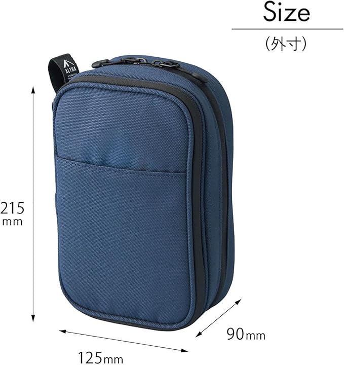 LIHIT LAB Gadget Pouch, Double, 5 x 3.6 x 8.5, Black (A7765-24)