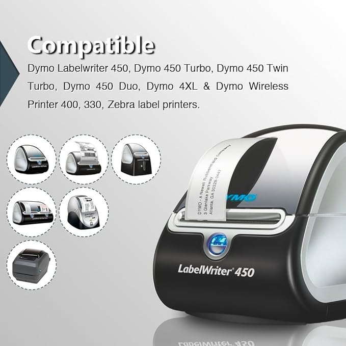 BETCKEY - Compatible DYMO 30252 (1-1/8" x 3-1/2") Address & Barcode Labels - Compatible with DYMO Labelwriter 450, 4XL, NOT Fit 550 & 5XL [6 Rolls/2100 Labels]