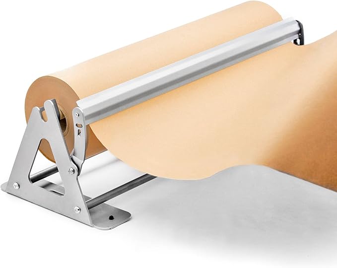 DIY Crew 36 Inch Paper Roll Dispenser and Cutter - Heavy-Duty Wall Mountable, Non Slip Tabletop - Kraft, Freezer, Butcher Paper - Up to 1000ft Rolls