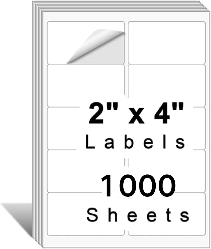 10up Shipping Address Labels 2" X 4" Label, Matte Stickers Paper Compatible with Laser & Ink Jet Printers, 1000 Sheets-10000 Labels (5163/8163 /18163)