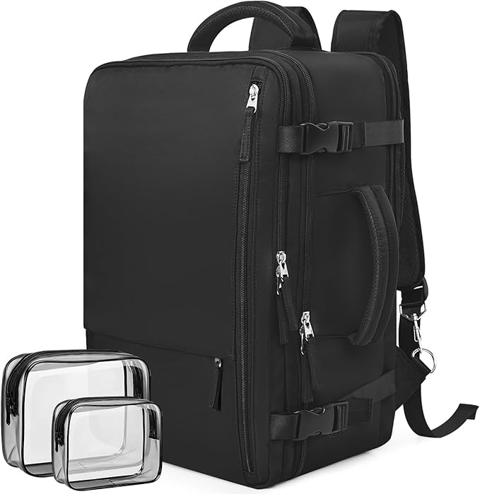 Travel Backpackfor Men Women Flight Approved, Carry-on Backpack Personal Item Backpack Bag Luggage on Airplanes, Black Backpacks for Traveling, Travel Essentials Must Haves