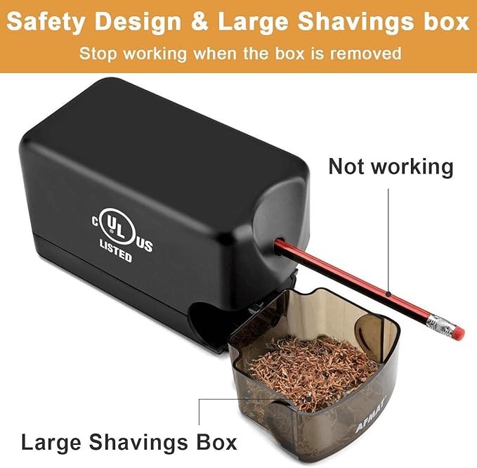 AFMAT Electric Pencil Sharpener, Heavy Duty Classroom Pencil Sharpeners for 6.5-8mm No.2/Colored Pencils, UL Listed Industrial Pencil Sharpener w/Stronger Helical Blade, Model S230(Item No. PS13)