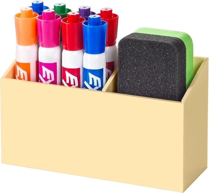 BEYGORM Magnetic Dry Erase Marker Holder for Whiteboard,Non-slip Acrylic Magnet Pen Holder for Fridge Refrigerator,Locker Organizer for Work,Locker Accessories,Pencil Cup for Desk(Beige)