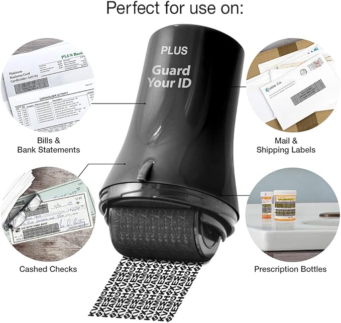 Wide Advanced Roller by Guard Your ID for Identity Theft Protection Roller Stamp, As Seen on TV (Wide 3-Pack) (Mixed Color: Turquoise, Black, Red, Wide)