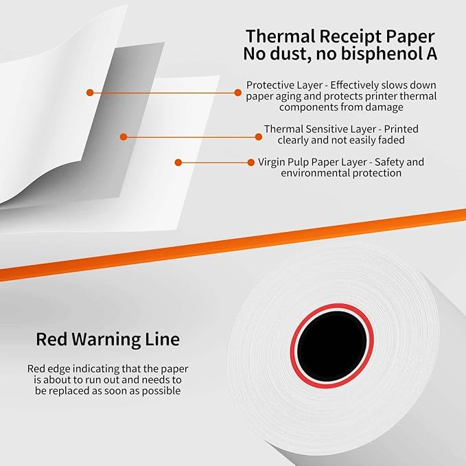 (200 Rolls) 2 1/4 x 50 Thermal Paper Receipt Rolls Premium Quality Paper fits all Credit Card Terminals BPA Free