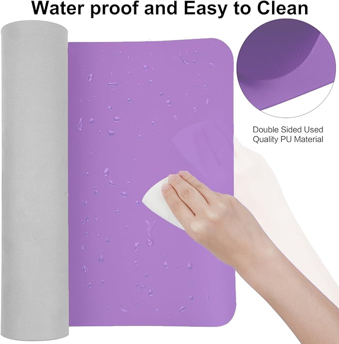 Boutilon Leather Desk Pad 47"x 24" Non-Slip Mouse Pad,Business Desk Pad,Extended Table Protector for Keyboard and Mouse,Desk Writing Pad for Office Home Working Decor (XXXL-Purple)