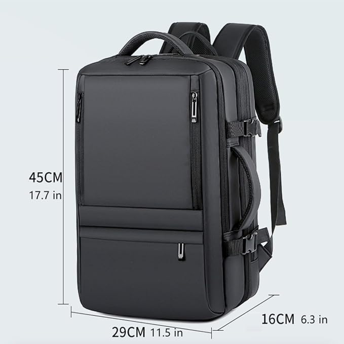 Travel Backpack for Women, Business Anti Theft Water Resistant Durable Scalable Laptop Backpack with USB Charging Port, 17 Inch Computer Bag Rucksack Casual Daypacks, Gifts for Men & Women, Black