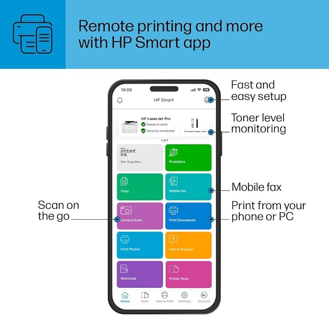 HP LaserJet Pro 4001dw Wireless Black & White Printer, Best-for-Office (2Z601F)