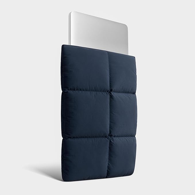 Comfyable Puffy Laptop Sleeve 13 Inch 14 Inch, Quilted Puffer Laptop Carrying Case for Women, Pillow Case Compatible for MacBook Air M3 2024 M2 M1, MacBook Pro M4 Pro/Max, 13 in 14 in Cover,Dark Blue