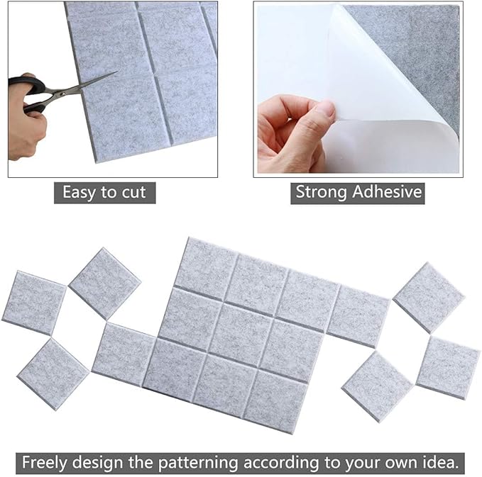 Large Cork Board Felt Board Tiles for Walls with 30 Push Pins, 11.8"x11.8" Pack of 12 Pin Board Notice Boards for Home Office Kitchen, Bulletin Board Wall Tiles for Photos Memos