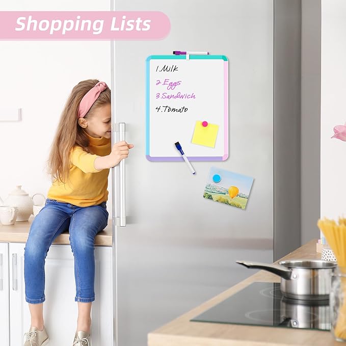 VUSIGN Small White Board Dry Erase, 11''x14'' Magnetic Dry Erase Board, Mini Whiteboard with Markers for Kids, Students, Fridge, Wall, Locker