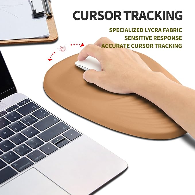 Hokafenle Ergonomic Mouse Pad Wrist Support, Terraced Slope Carpal Tunnel Wrist Pad for Mouse with Unibody Memory Foam, Wrist Rest Pain Relief Mousepad (Sandy Brown, 11.8x7.9 in)