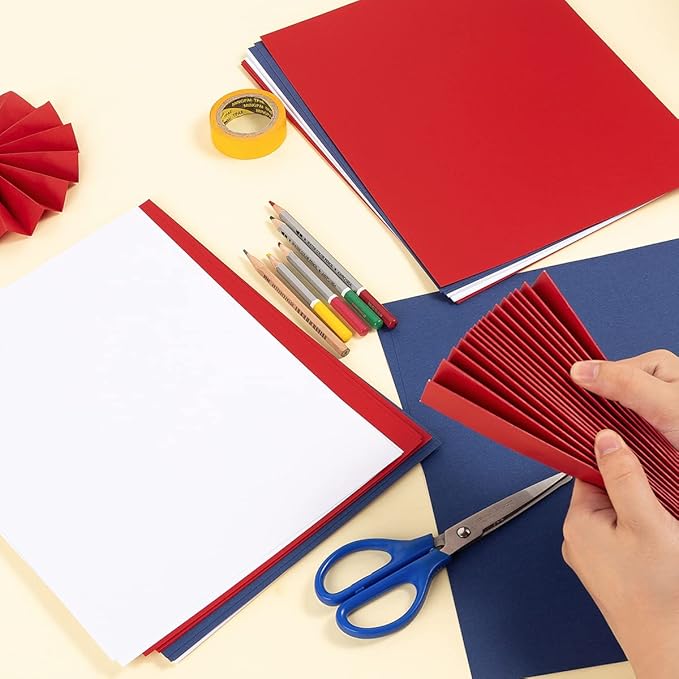 30 sheets Cardstock Paper 8 1/2 x 11 Inches for Crafts and Invitations (White/Red/Blue)