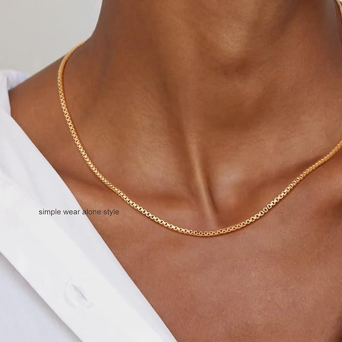 Herringbone Necklace for Women,Dainty Gold Necklace,14k Gold Plated Snake,Gold Chain Choker Necklaces,Simple Gold Layered Necklaces,Gold Jewelry Gift for Women