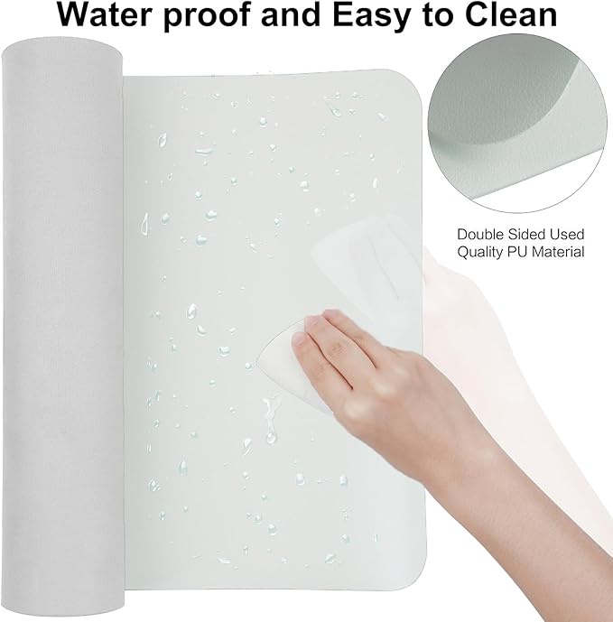 ‎Boutilon Leather Mouse Pad,Extended Desk Pad for Keyboard and Mouse Non-Slip Study Desk Writing Pad Desktop Protector for Home Office Accessories,24"x 14"(S-White)