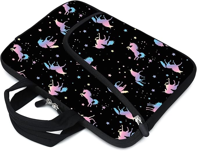 11.6" 12.2 inches Laptop Sleeve Chromebook Case Ultrabook Case Notebook Sleeve Tablet Case Neoprene Handle Sleeve for Men Women, Two Pockets Fit Apple MacBook Air Samsung Acer HP DELL(Unicorn)