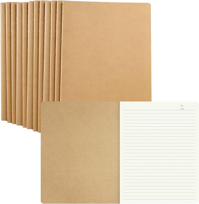 12 Pack 8.5x11 inch Large Lined Notebook Journals Bulk, 32 sheets / 64 Pages, Sketchbook Composition Notebook Journals Subject Notebooks Planner for College Students Office
