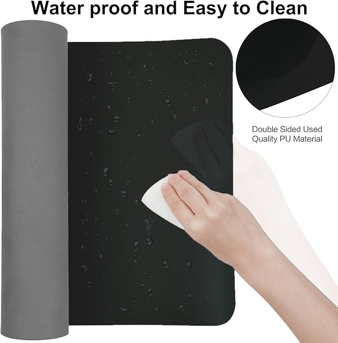 Boutilon Leather Desk Pad 47"x 24" Non-Slip Mouse Pad,Business Desk Pad,Extended Table Protector for Keyboard and Mouse,Desk Writing Pad for Office Home Working Decor (XXXL-Black)