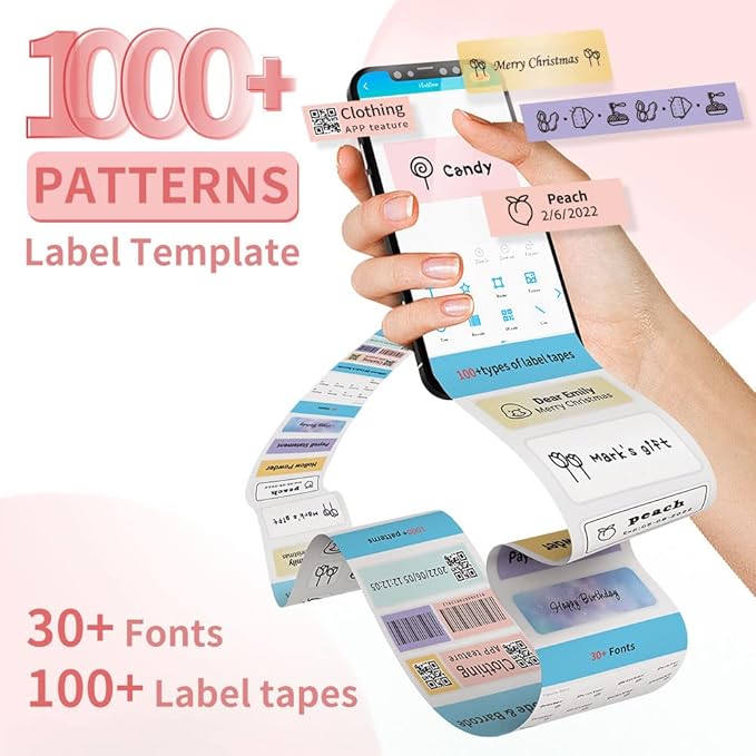 Phomemo Label Maker Machine, D30 Portable Handheld Bluetooth Mini Label Maker Printer, Multiple Templates for Smartphone Thermal Small Label Maker Rechargeable Easy to Use for Home Office School